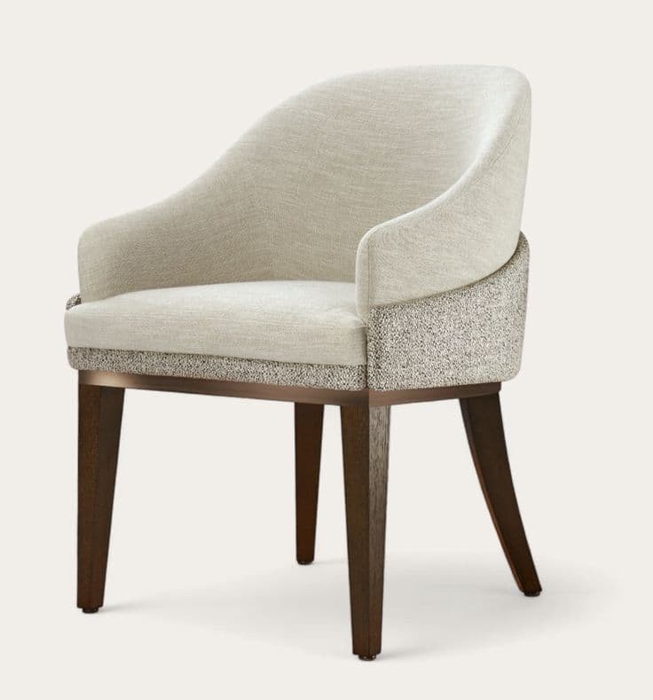 Elara Dining Chair — Textured upholstery, solid wood frame, handcrafted by Bed Bench Lahore
