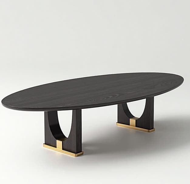 Arlo Dining Table — Solid wood, polished stone or veneer top, handcrafted by Bed Bench Lahore
