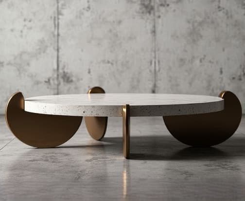 Rowan Dining Table — Solid wood, polished stone or veneer top, handcrafted by Bed Bench Lahore
