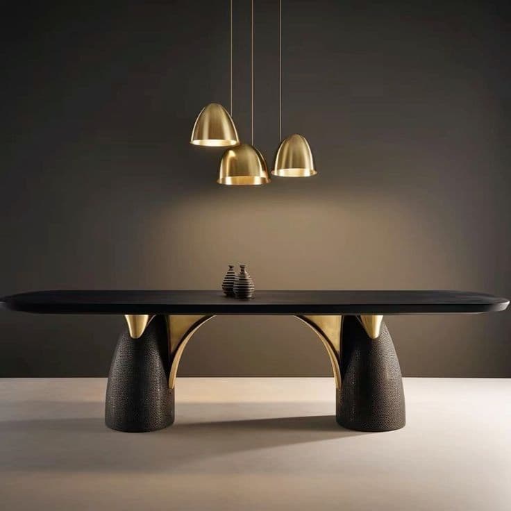 Sienna Dining Table — Solid wood, polished stone or veneer top, handcrafted by Bed Bench Lahore