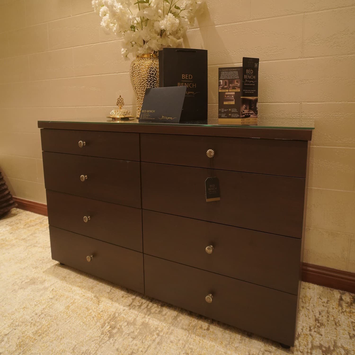Mira Sideboard — Hand-finished wood, soft-close hardware, handcrafted by Bed Bench Lahore