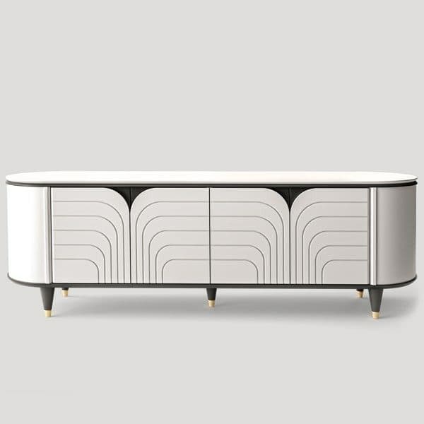 Arden TV Console — Veneered wood, matte metal details, handcrafted by Bed Bench Lahore