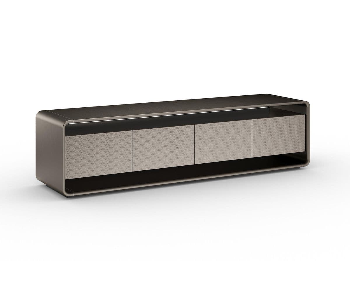 Cedar TV Console — Veneered wood, matte metal details, handcrafted by Bed Bench Lahore
